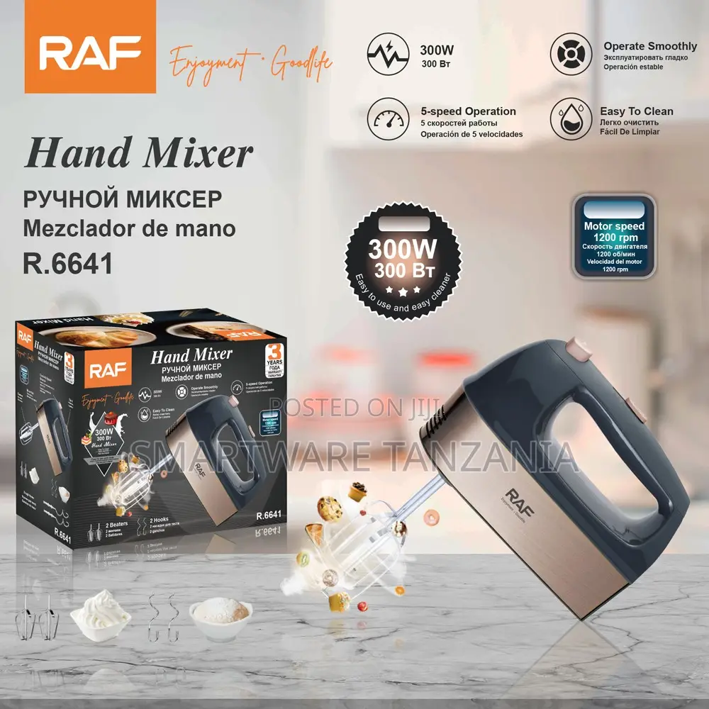 Raf R.6641 Hand Mixer 300w - 5-Speed Electric Beater 1200 RPM
