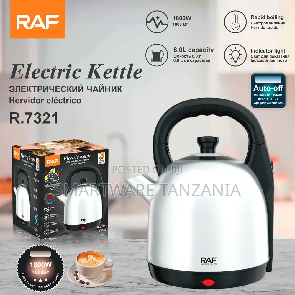 Raf R.7321 Electric Kettle 1800w - 6l Stainless Steel Kettle