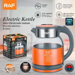 Raf R.7221 Electric Kettle 1500w Orange - 2l Glass Kettle Led
