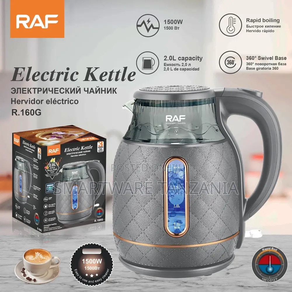 Raf R.160g Electric Kettle 1500w Gray - 2l Quilted Design Kettle