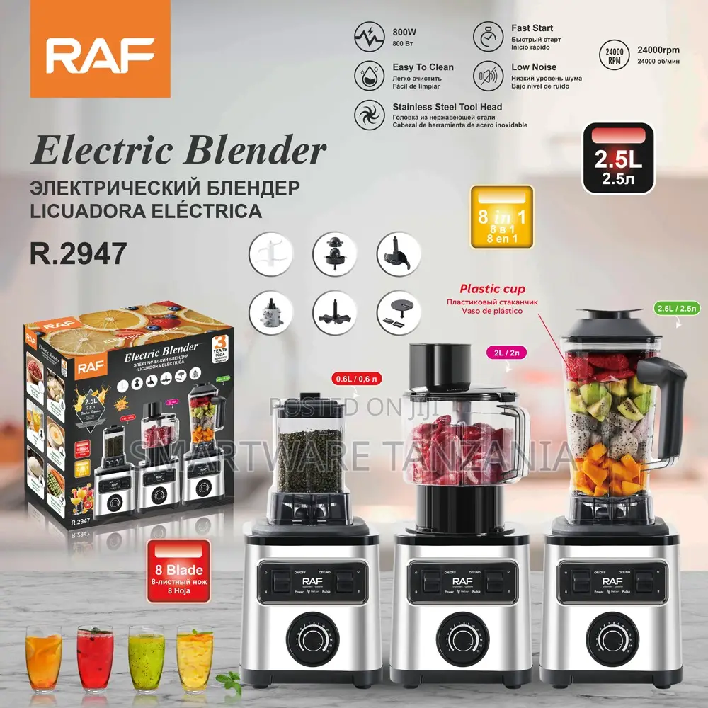 Raf R.2947 Electric Blender 800w 8in1 2.5l 24000rpm Steel Blade