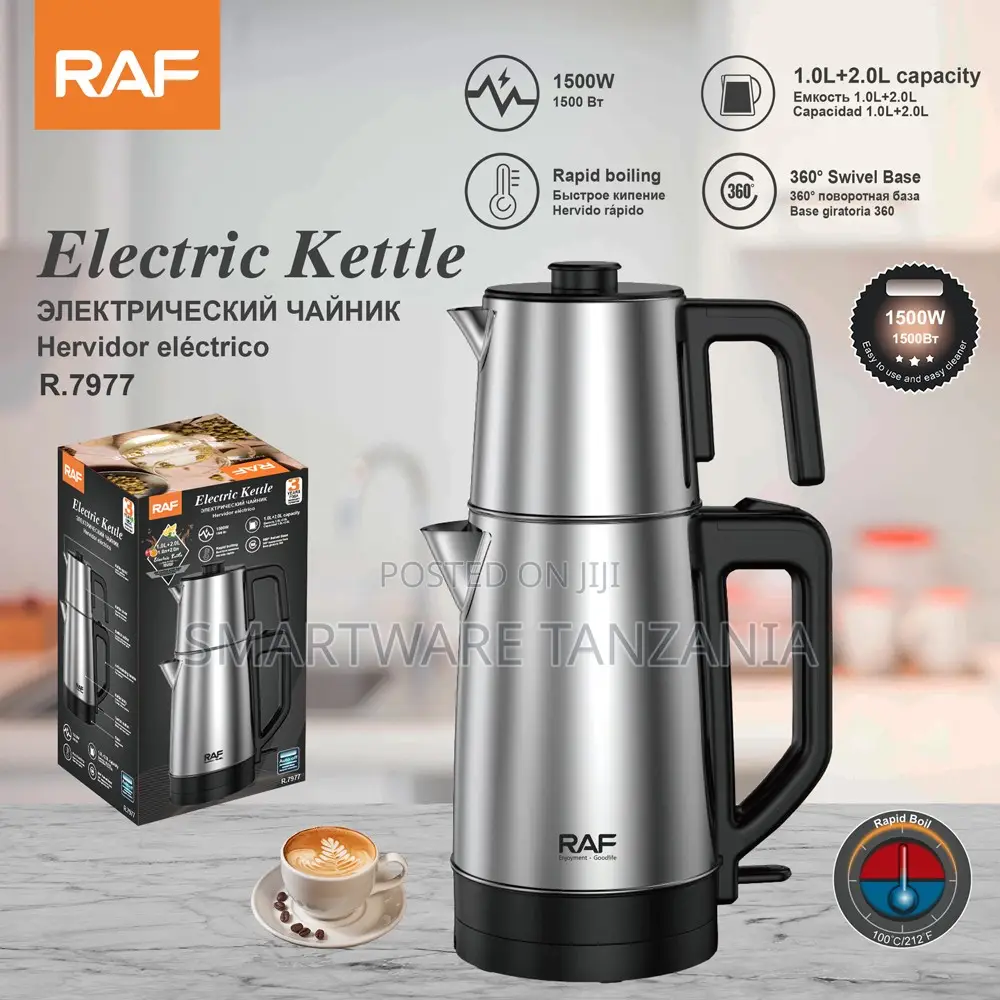 Raf R.7977 Double Electric Kettle 1500w Tea Maker Set 1l 2l