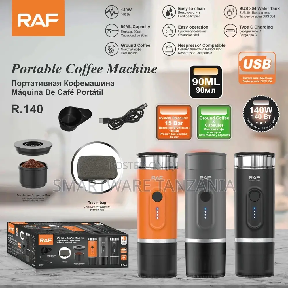 Raf R.140 90ml Espresso Machine 15 Bar Capsule Ground Usb Travel