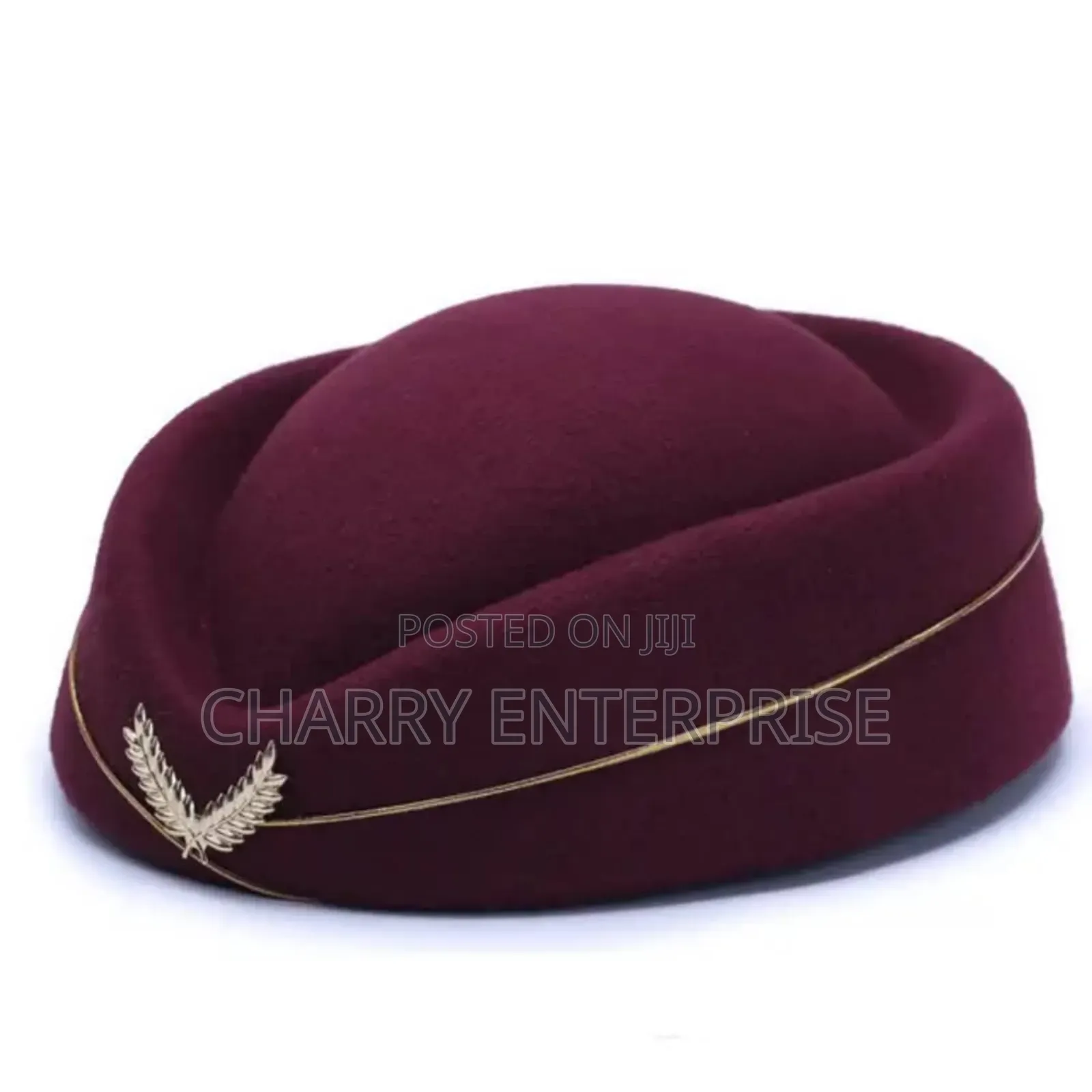 Air Host Cap Flight Attendant Hat With a Gold Leaf Accent