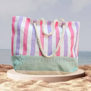 Beach Summer Tote Bag Made of Cotton or Jute With Rope Handles.