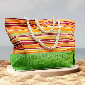 Beach Summer Tote Bag Made of Cotton or Jute With Rope Handles.