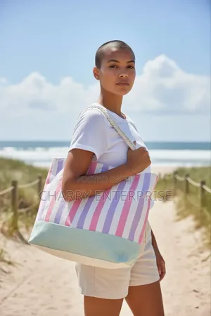 Beach Summer Tote Bag Made of Cotton or Jute With Rope Handles.