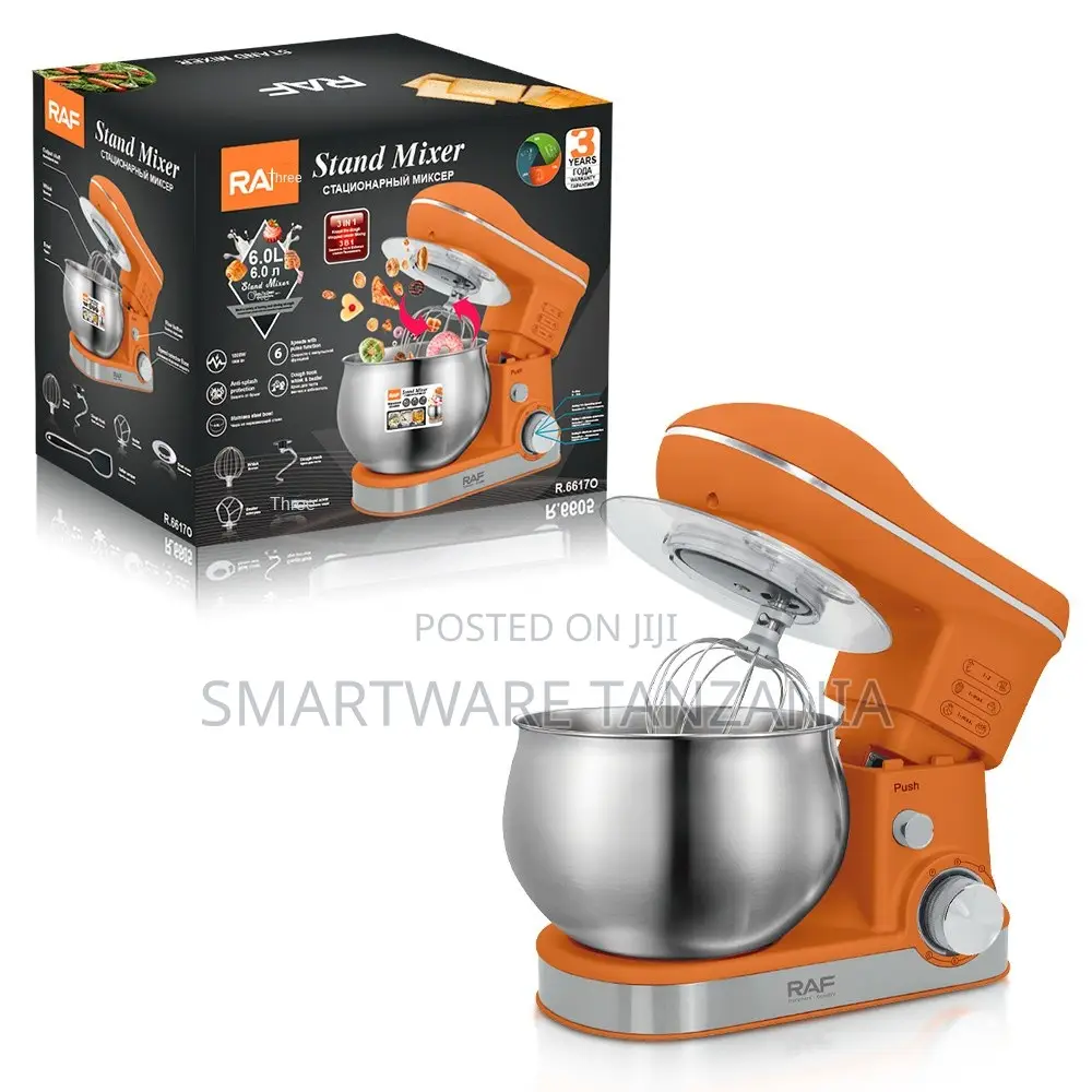 Raf R.6617o Stand Mixer 1800w 6l Bowl 6-Speed Dough Hook Orange