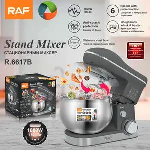 Raf R.6617b Professional Stand Mixer 6l 1800w Anti-Splash Gray