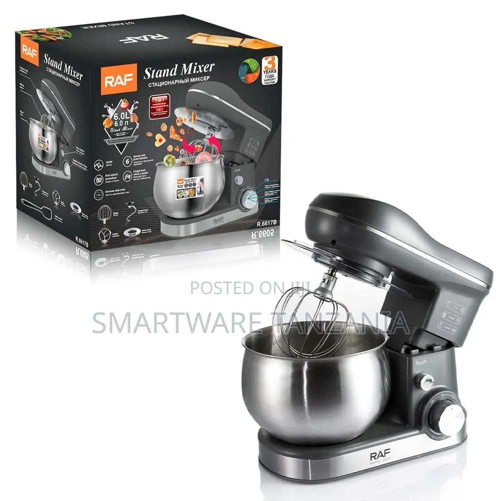 Raf R.6617b Professional Mixer 1800w 6l Gray Anti-Splash Tilt