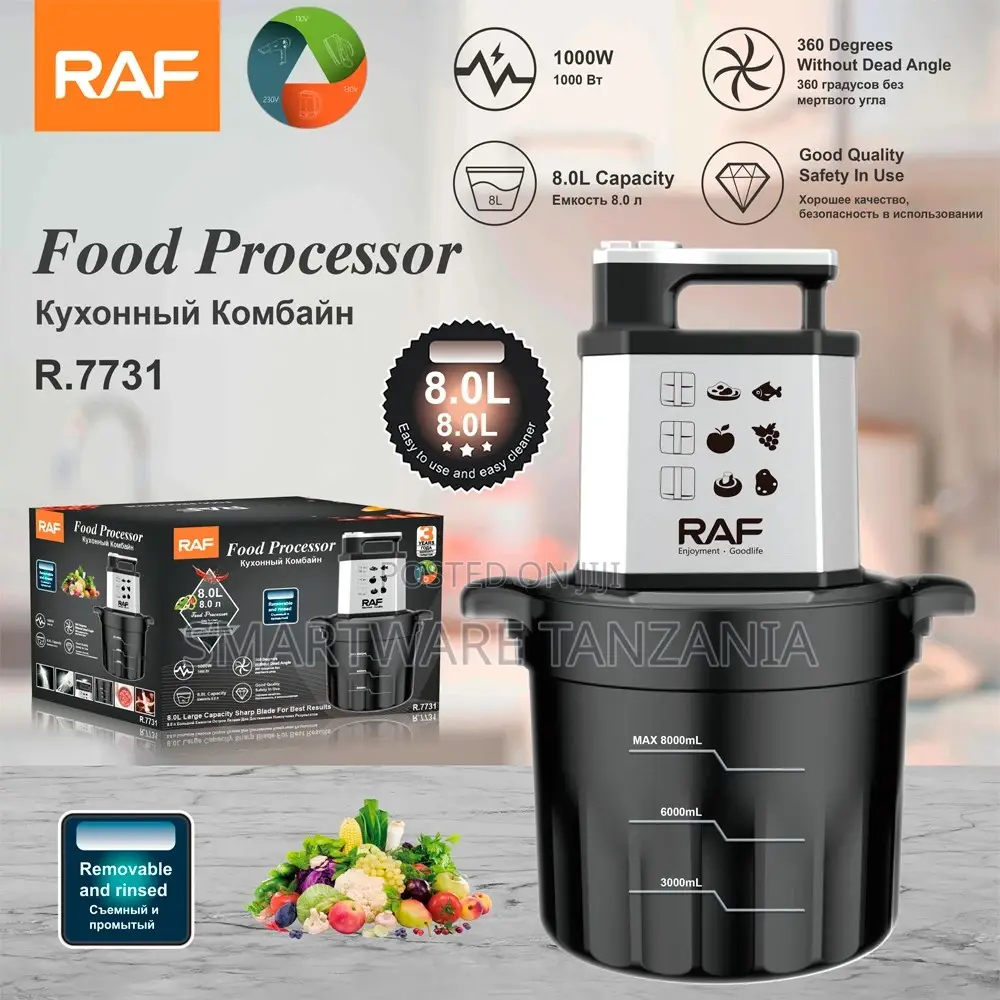 Raf R.7731 Food Processor 1000w 8l 360° Blade Removable Rinsed