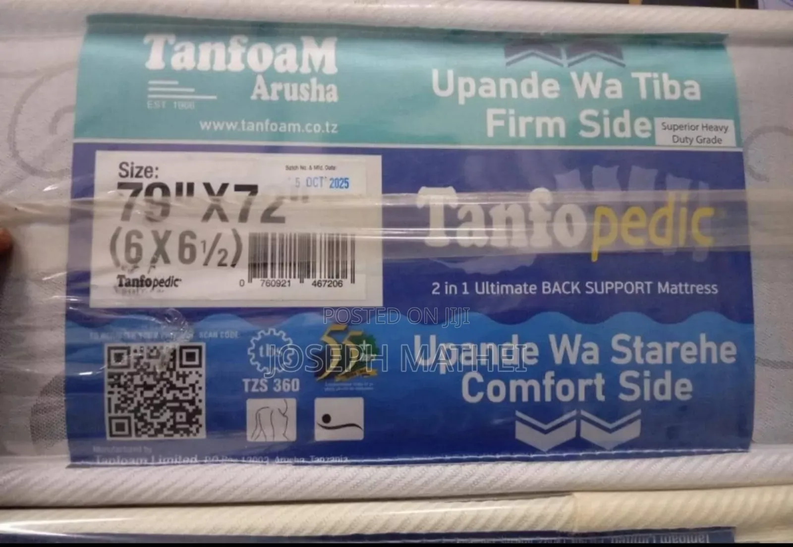 Tanfoam Pedic 6x6.5 Inch 8 Godoro Ya Mgongo
