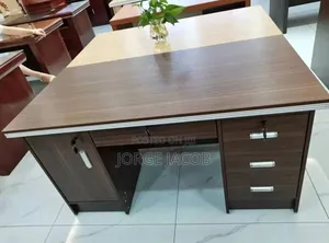 Wooden Office Desk With a Lockable Cabinet and Drawers.
