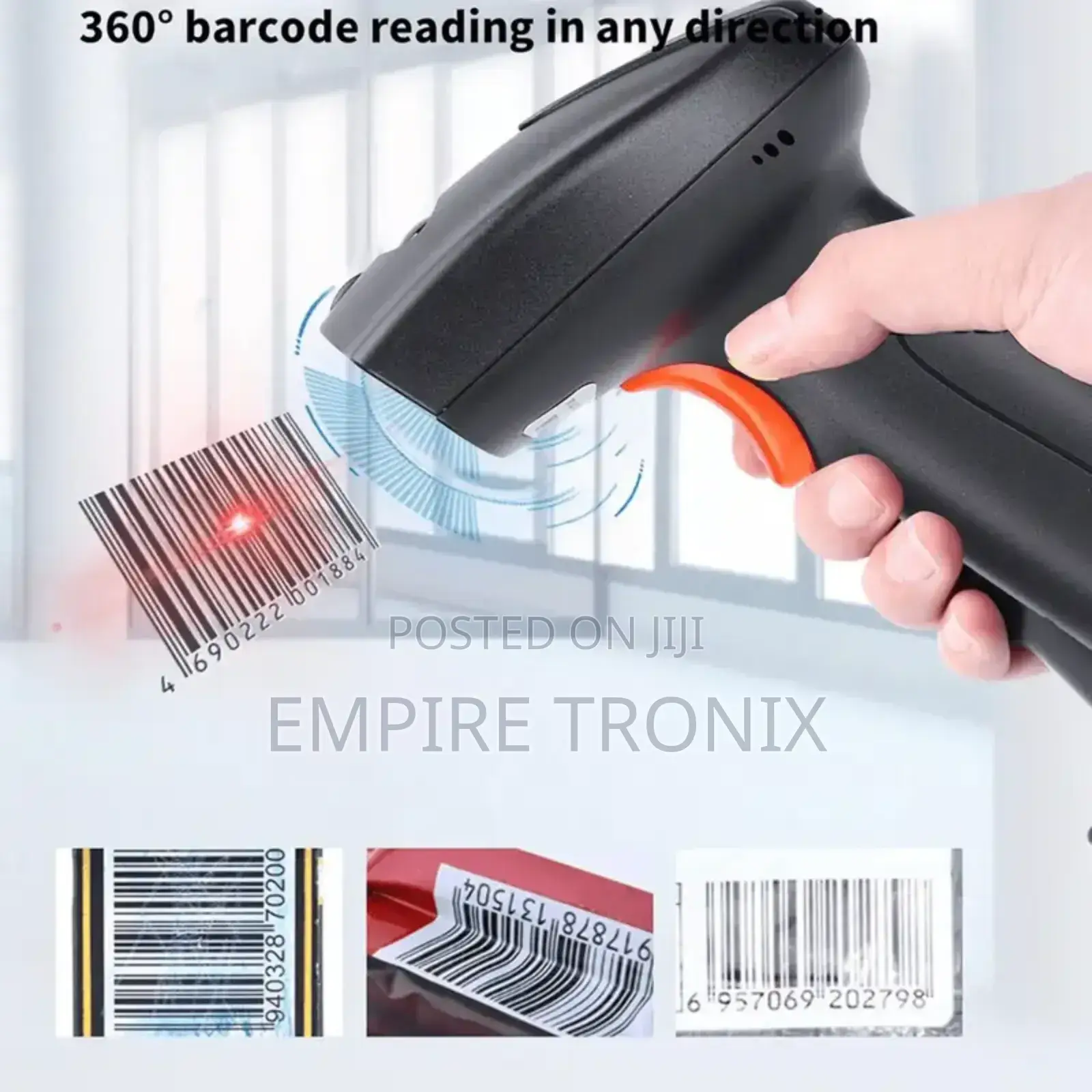 Usb Handheld 1d Barcode Scanner - Black Orange
