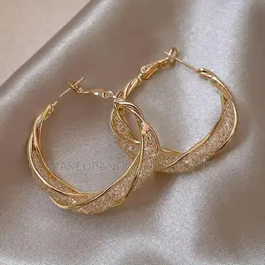 Pair of Gold-Tone Twisted Hoop Earrings