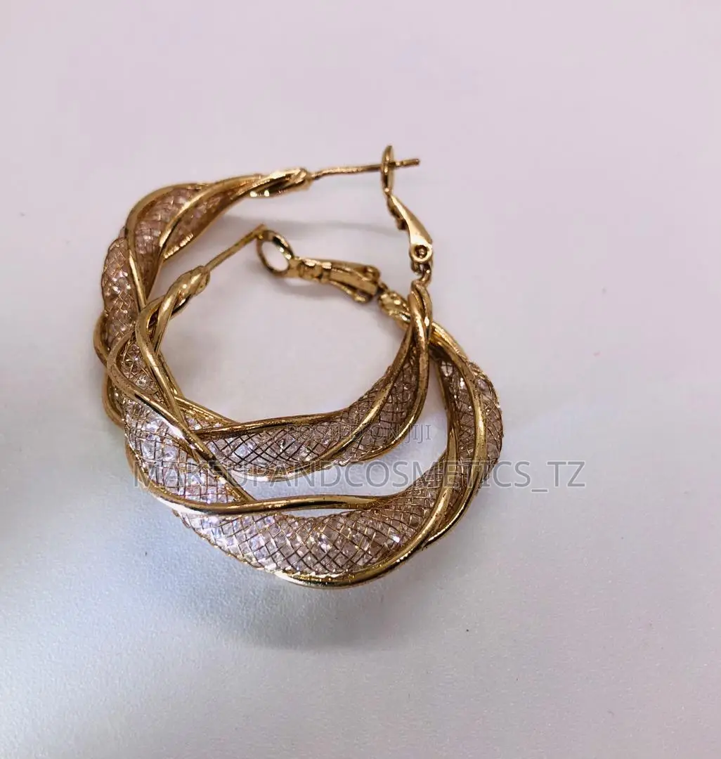 Pair of Gold-Tone Twisted Hoop Earrings