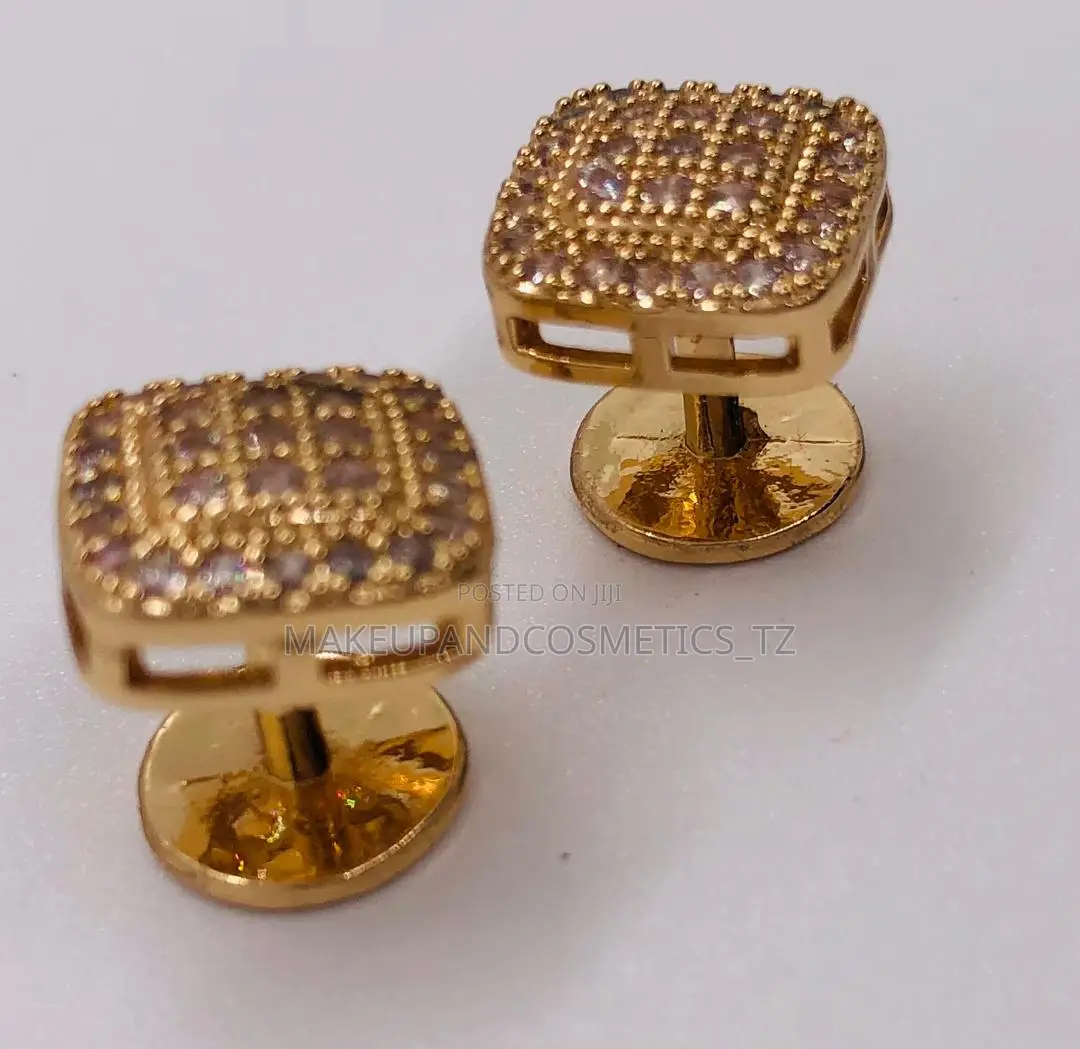 Pair of Gold-Plated Cube Stud Cufflinks