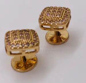Pair of Gold-Plated Cube Stud Cufflinks