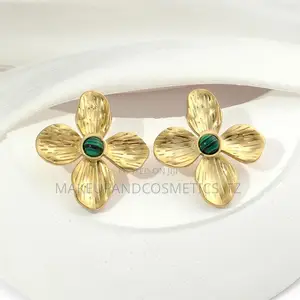 Plated Stainless Steel Flower Open Cuff Ring