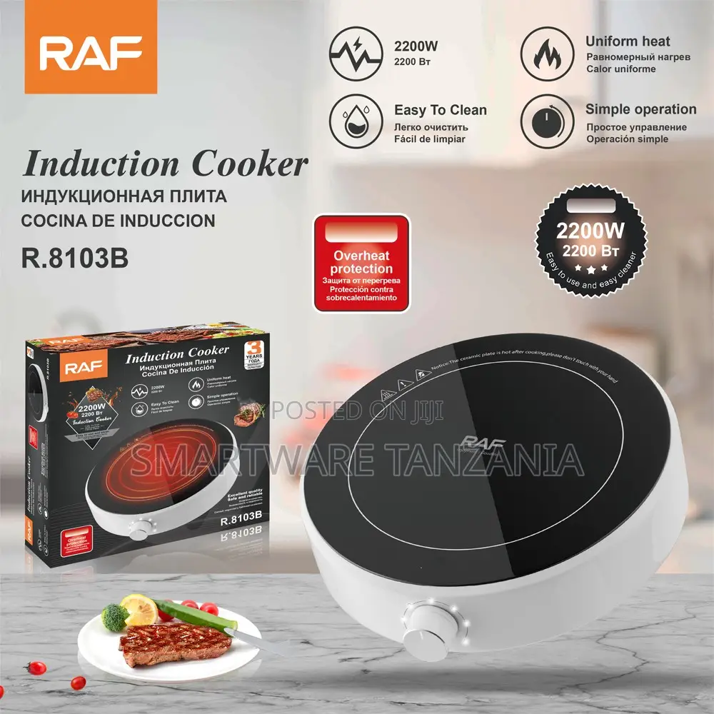Raf R.8103b 2200w Induction Hotplate Easy Clean Uniform Safe