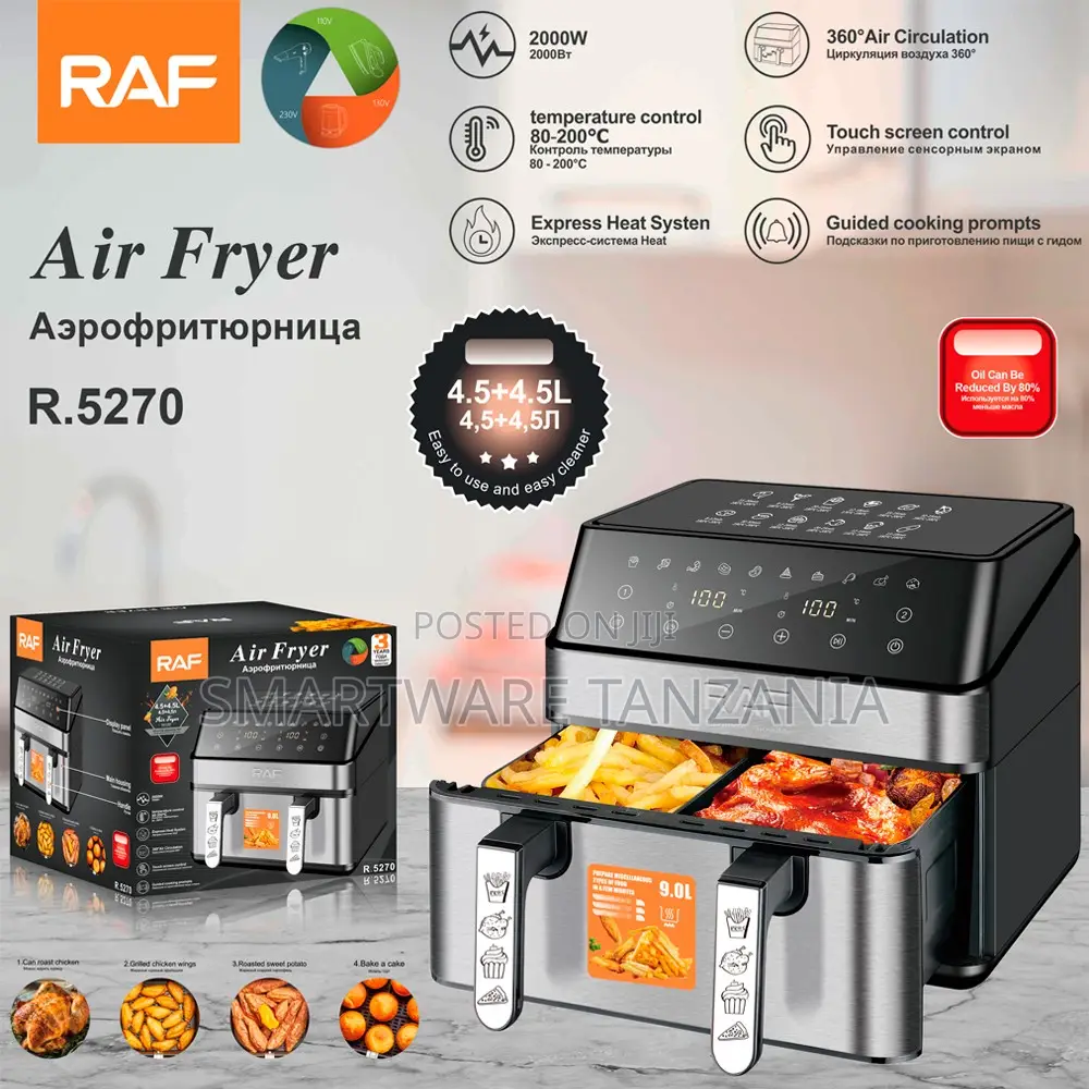 Raf R.5270 Dual Air Fryer 2000w 9l Touch Screen 80-200c Express