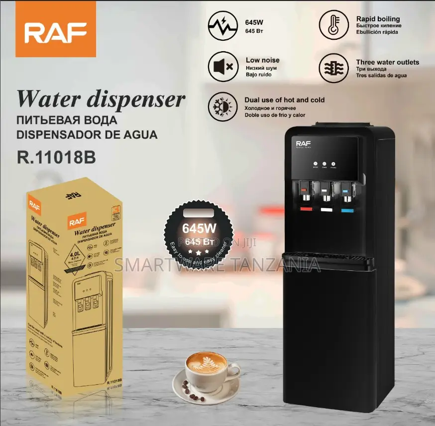 Raf R.11018b Water Dispenser 645w Hot Cold Room Temp 3 Taps Black
