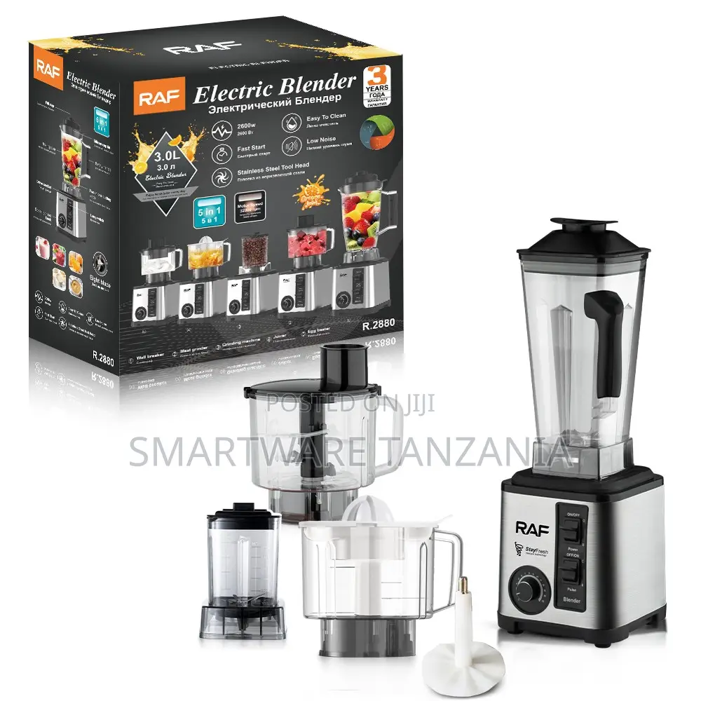 Raf R.2880 Electric Blender 2600w 3l 5 in 1 Food Processor Steel