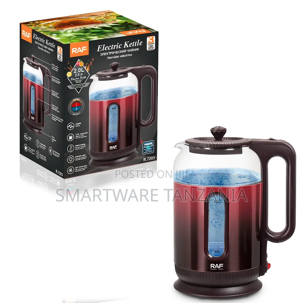 Raf R.7203 Glass Electric Kettle 1500w 2l Auto-Off Cordless Design