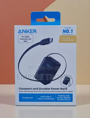 Anker Nano Power Bank (, 45w, Built-in Retractable Usb-C Cable)