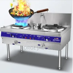 Commercial Stainless Steel Double-Burner Chinese Wok Range Stove