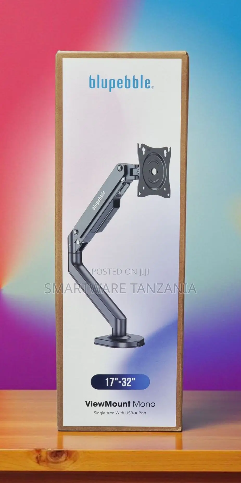 Blupebble Viewmount Single Monitor Arm Usb-a Port 17-32 Inches