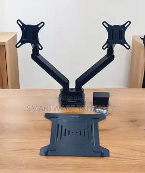 Brateck Dual Monitor Arm Stand With Laptop Tray Desk Mount Black