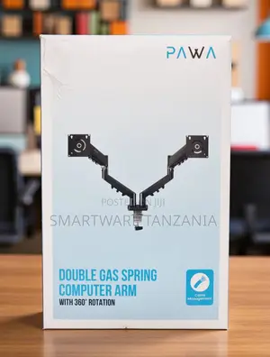 Pawa Double Gas Spring Monitor Arm Dual Screen 360 Rotation Black