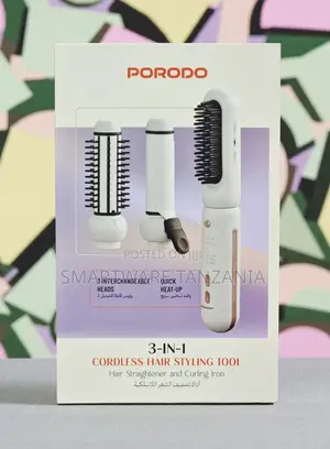 Porodo 3-in-1 Cordless Hair Styling Tool Straightener Curling Iron