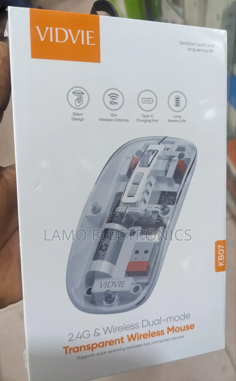 Vidvie Kb07 2.4g and Wireless Dual Mode Transparent Wireless Mouse
