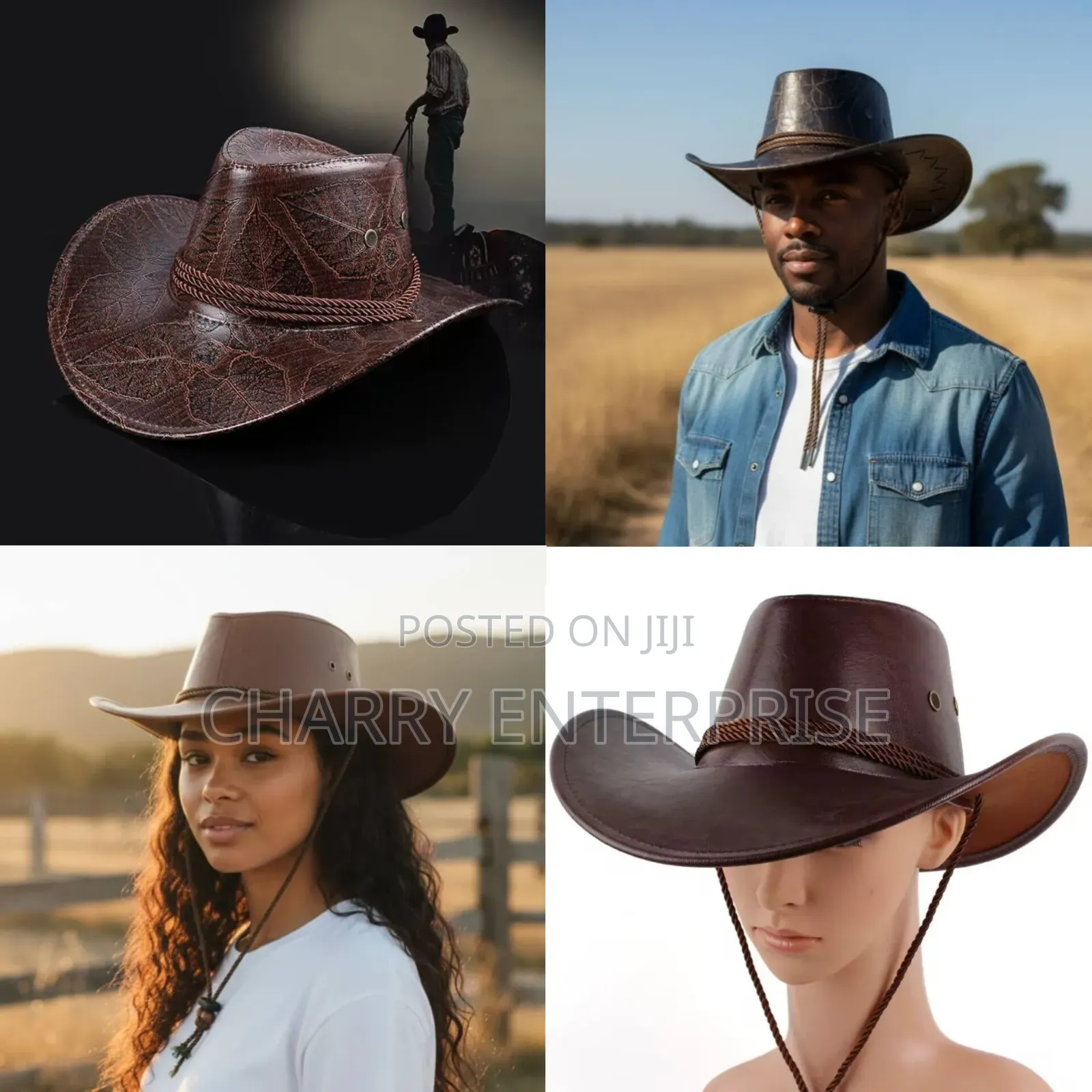 Classic Cow Boy Hat Unisex Durable Leather Hat Kofia Nzuri