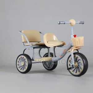 Kids' Double-Seater Tricycle With Basket - Baiskeli Ya Watoto