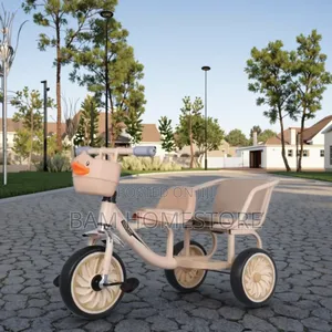 Kids' Double-Seater Tricycle With Basket - Baiskeli Ya Watoto