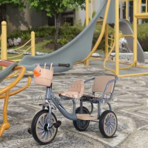 Kids' Double-Seater Tricycle With Basket - Baiskeli Ya Watoto