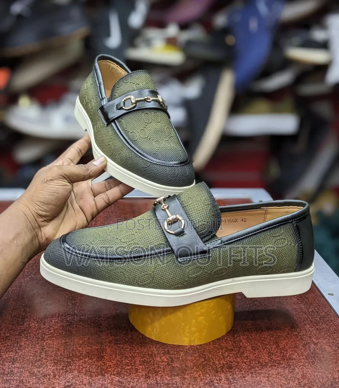 Men's Leather Shoes Colourfully Well Greenish