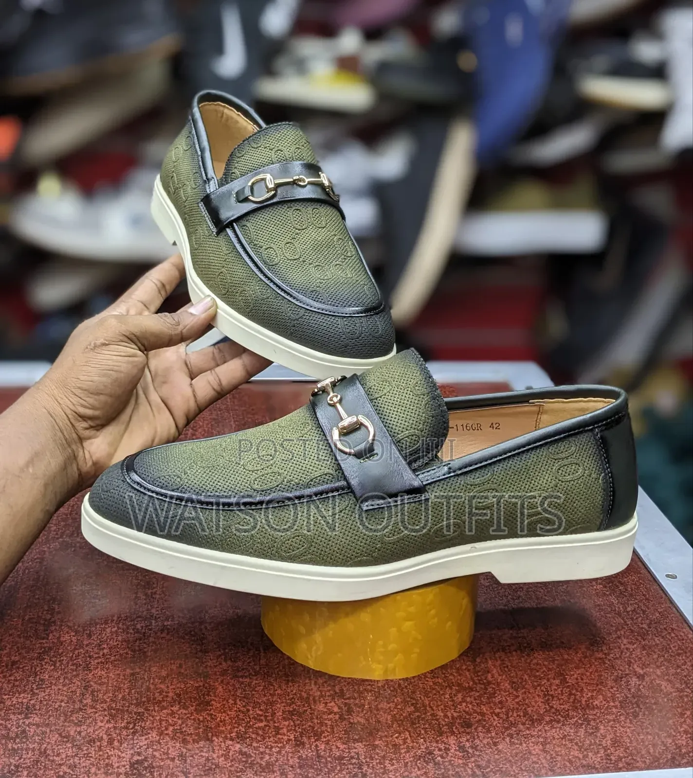 Men's Leather Shoes Colourfully Well Greenish