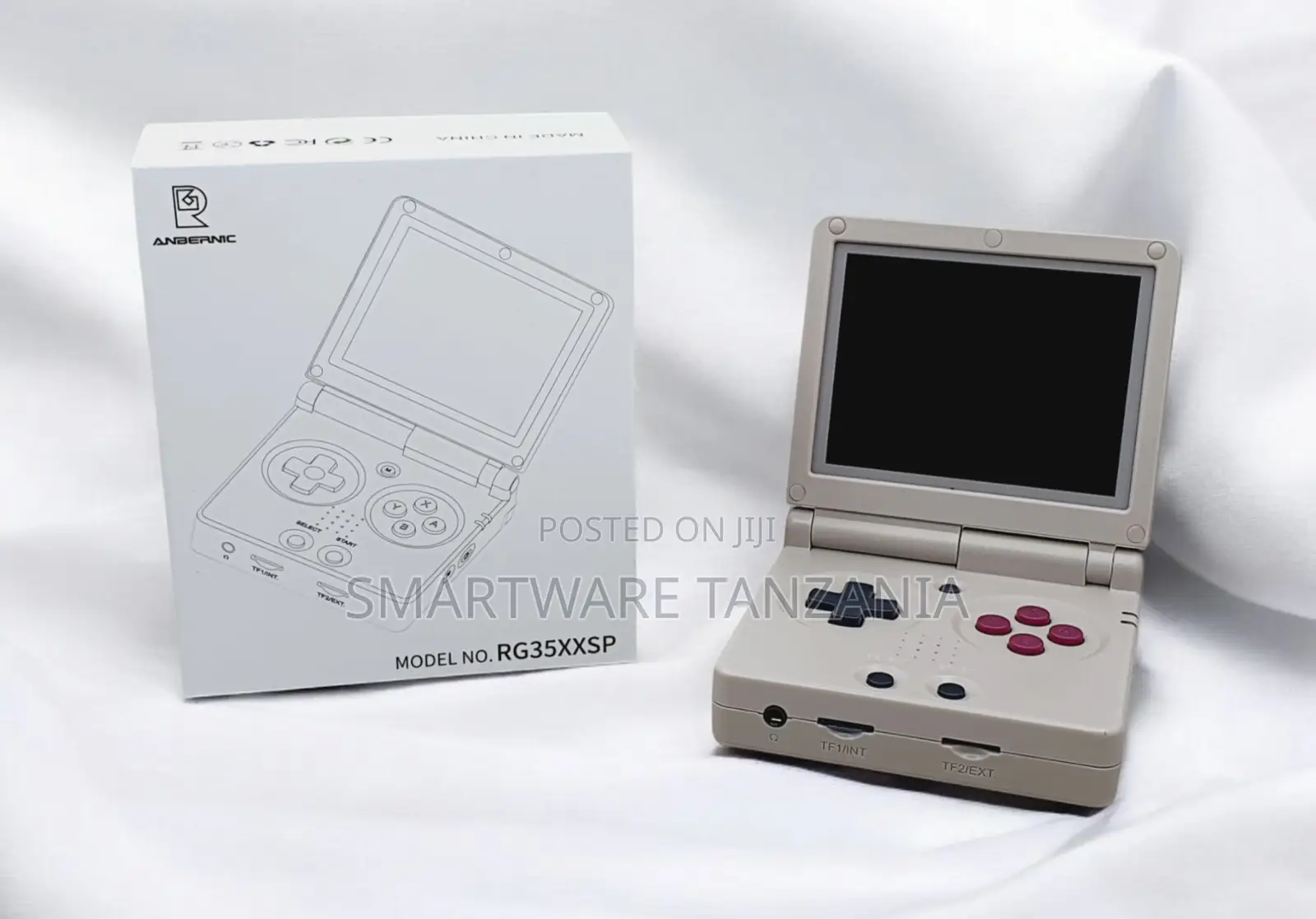 Anbernic Rg35xxsp Clamshell Gaming Console Transparent White Gray