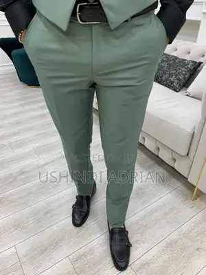 Suti Kali Ya Rangi Ya Sage Green Precise Slim Fit (Official)