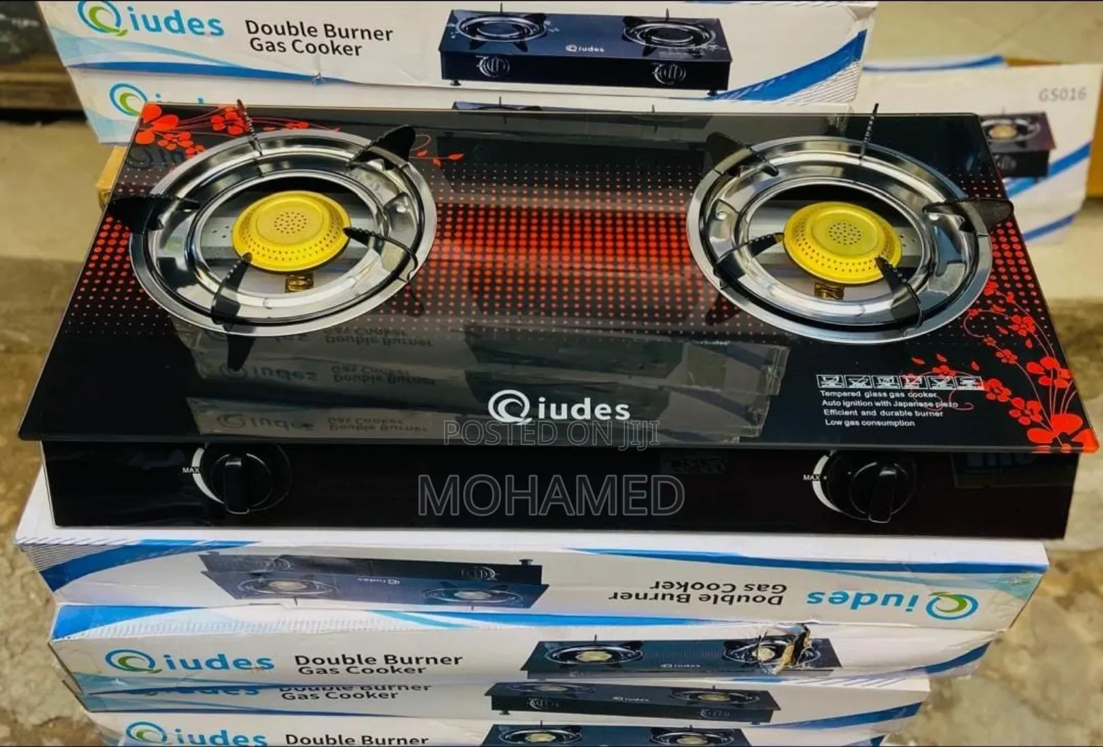 Qiudes Gas Stove – Two Plates (Pipa La Gesi Milango Miwili)