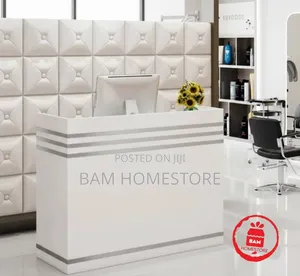Luxury Modern White Silver Reception Counter Table- 120cm