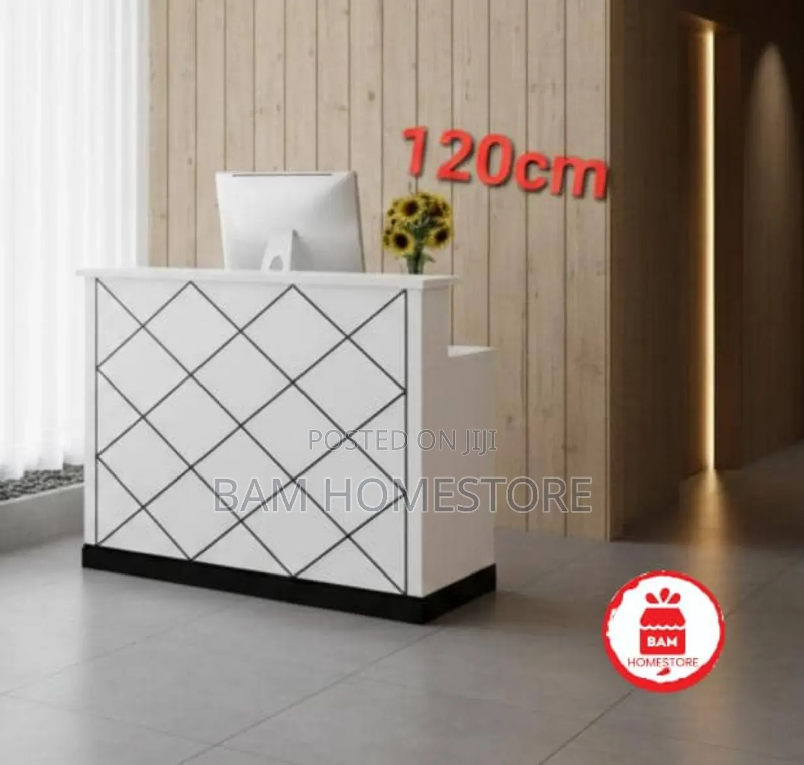 Modern Diamond Pattern Office Reception Desk - 120cm