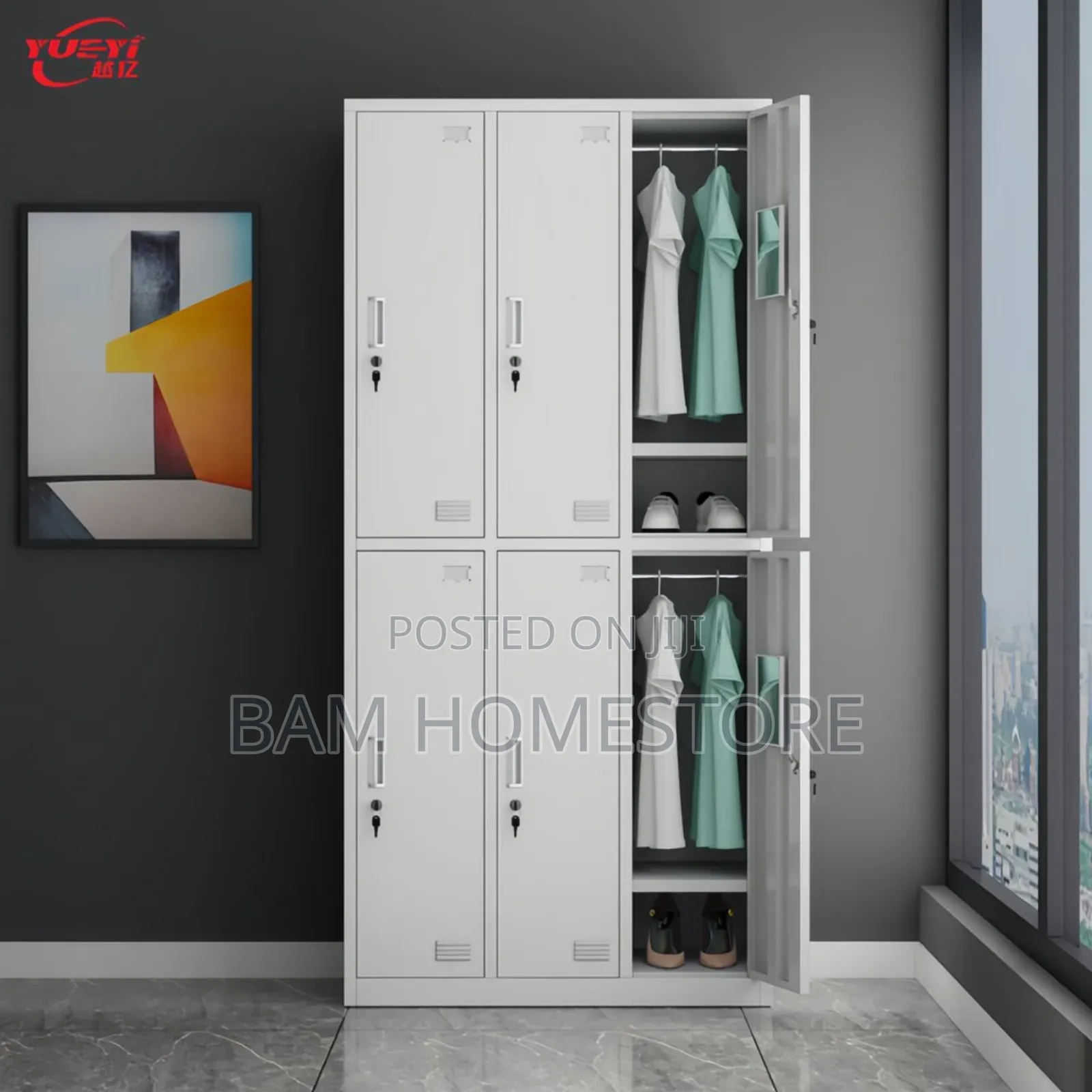 Premium 6-Door Metal Staff Locker With Hanging Space