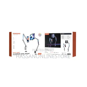 Porodo Multi-Joint Aluminum Desk Mount - Grey