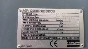 Industrial Compressor Atlas Copco Ga 30 7.5bar