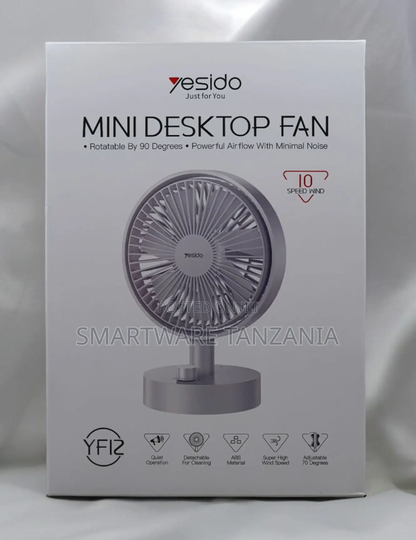 Yesido Mini Desktop Fan Yf12 - 10 Speed, Quiet, 70° Adjustable